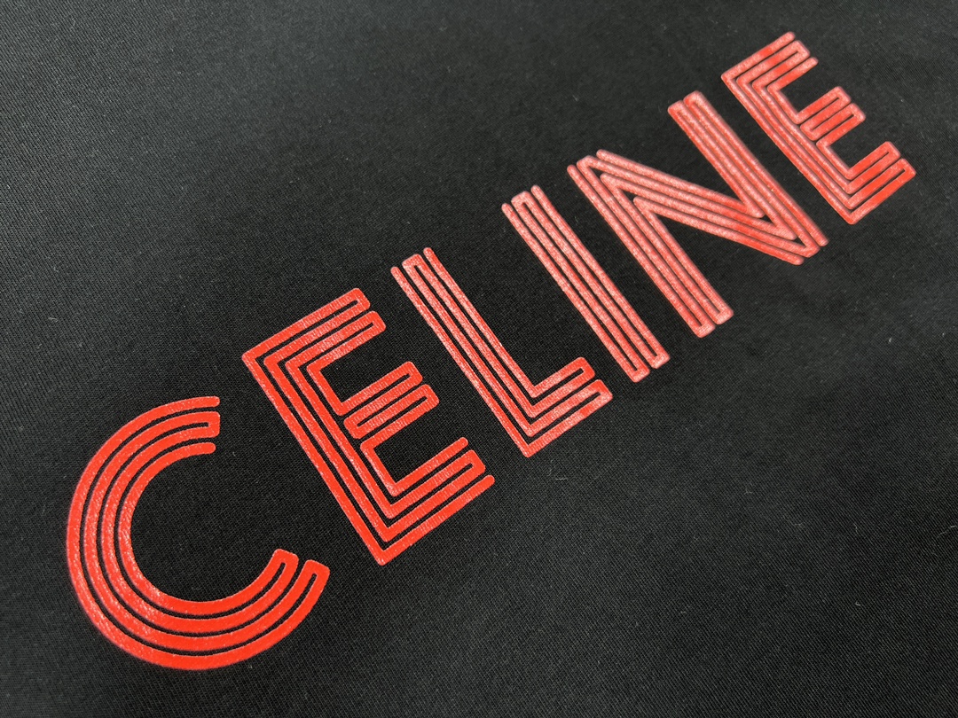 CELINE Loose T-Shirt 'Black/Red' (2X51I671Q-38BR）