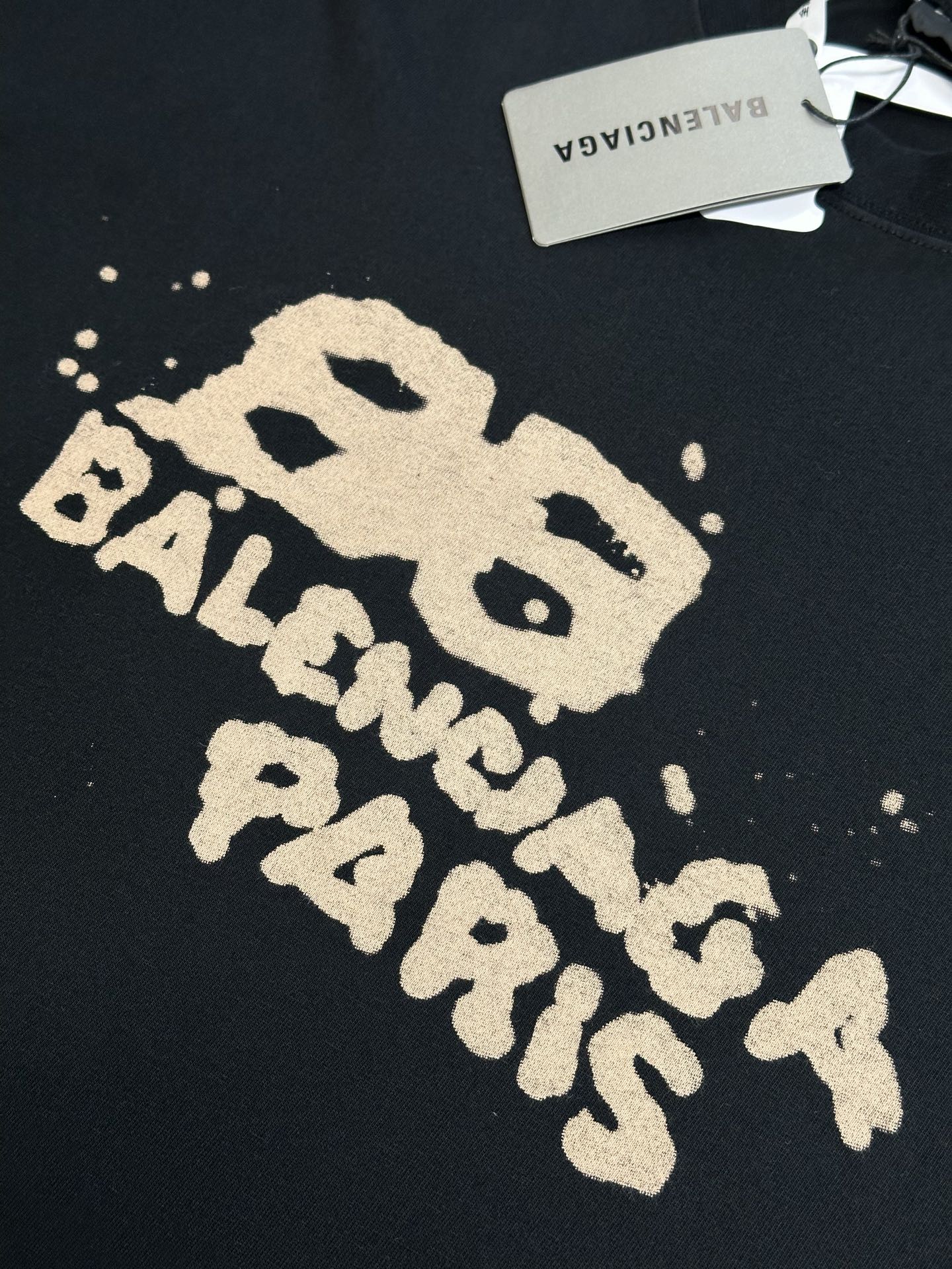 BALENCIAGA Hand-Drawn BB Icon T-shirt Medium Fit "Black"（612966TNVN41059）