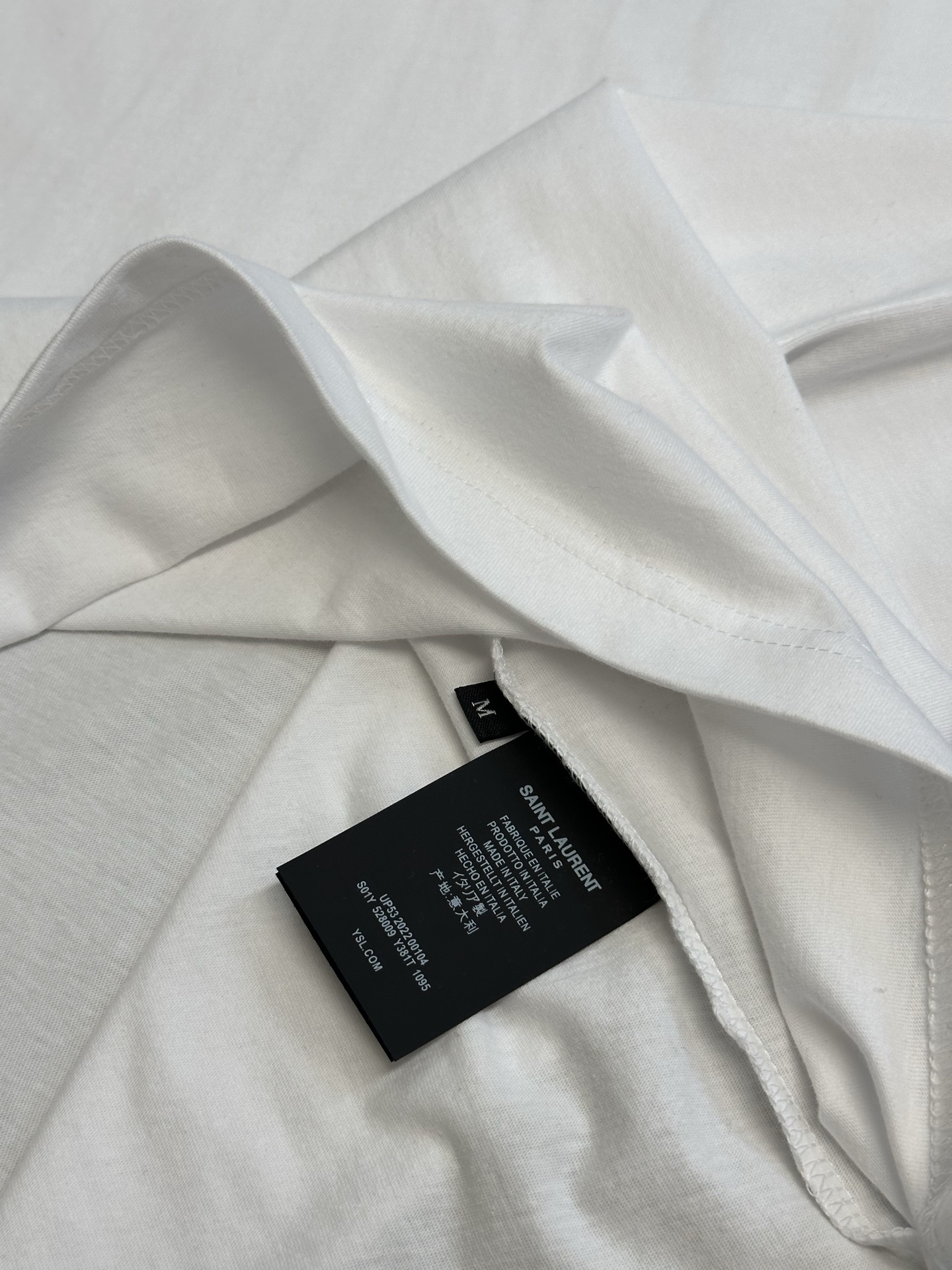 SAINT LAURENT silk T-white（844555YCL360907）