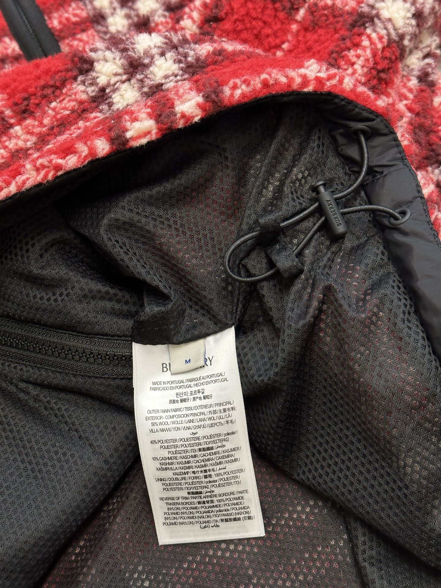 BURBERRY Check Wool Cashmere Blend Fleece in Crayon red（81225021）