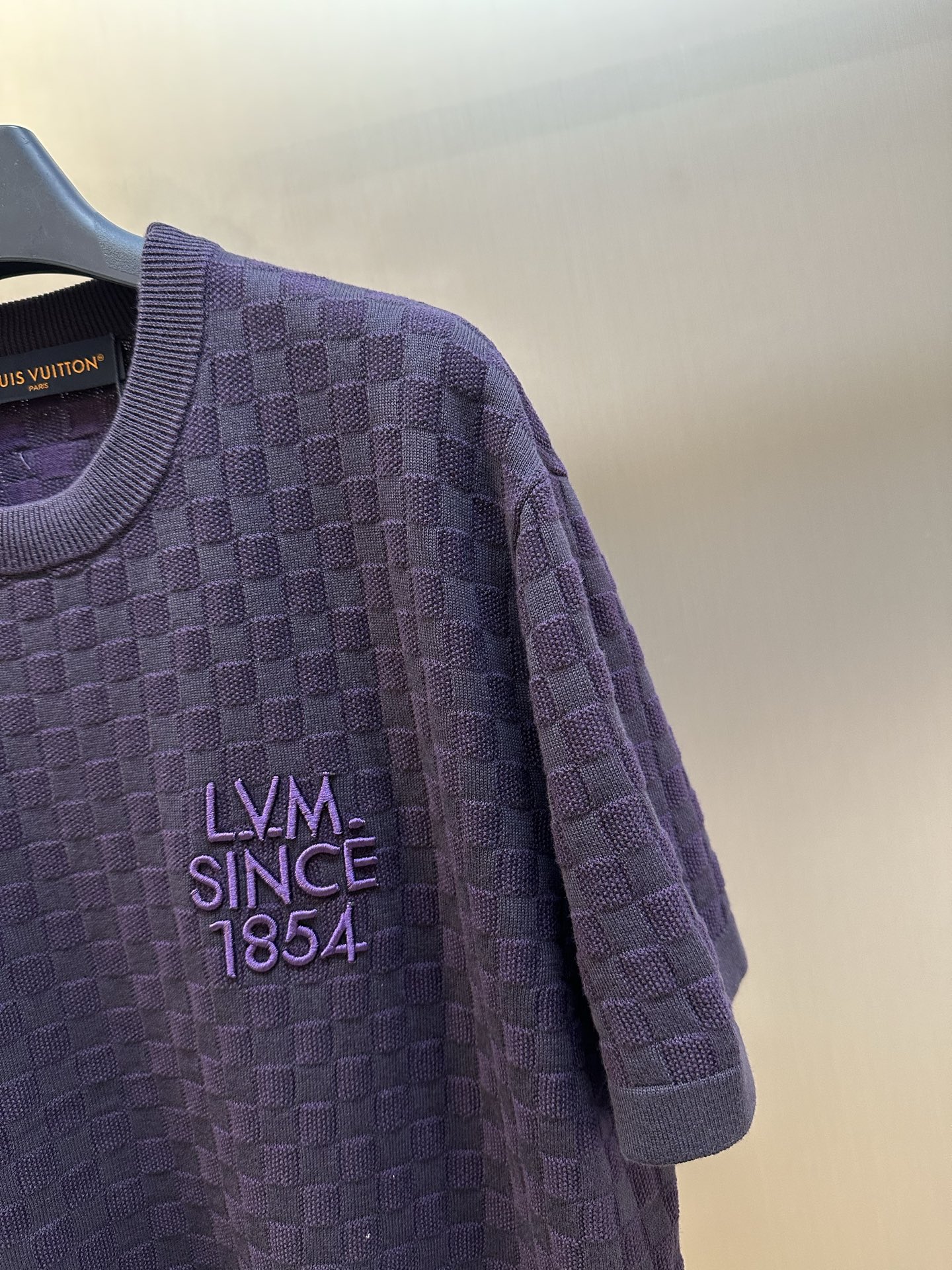 Louis Vuitton DAMIER Jacquard Short-Sleeve Crew Neck Shirt（1AJTVG）