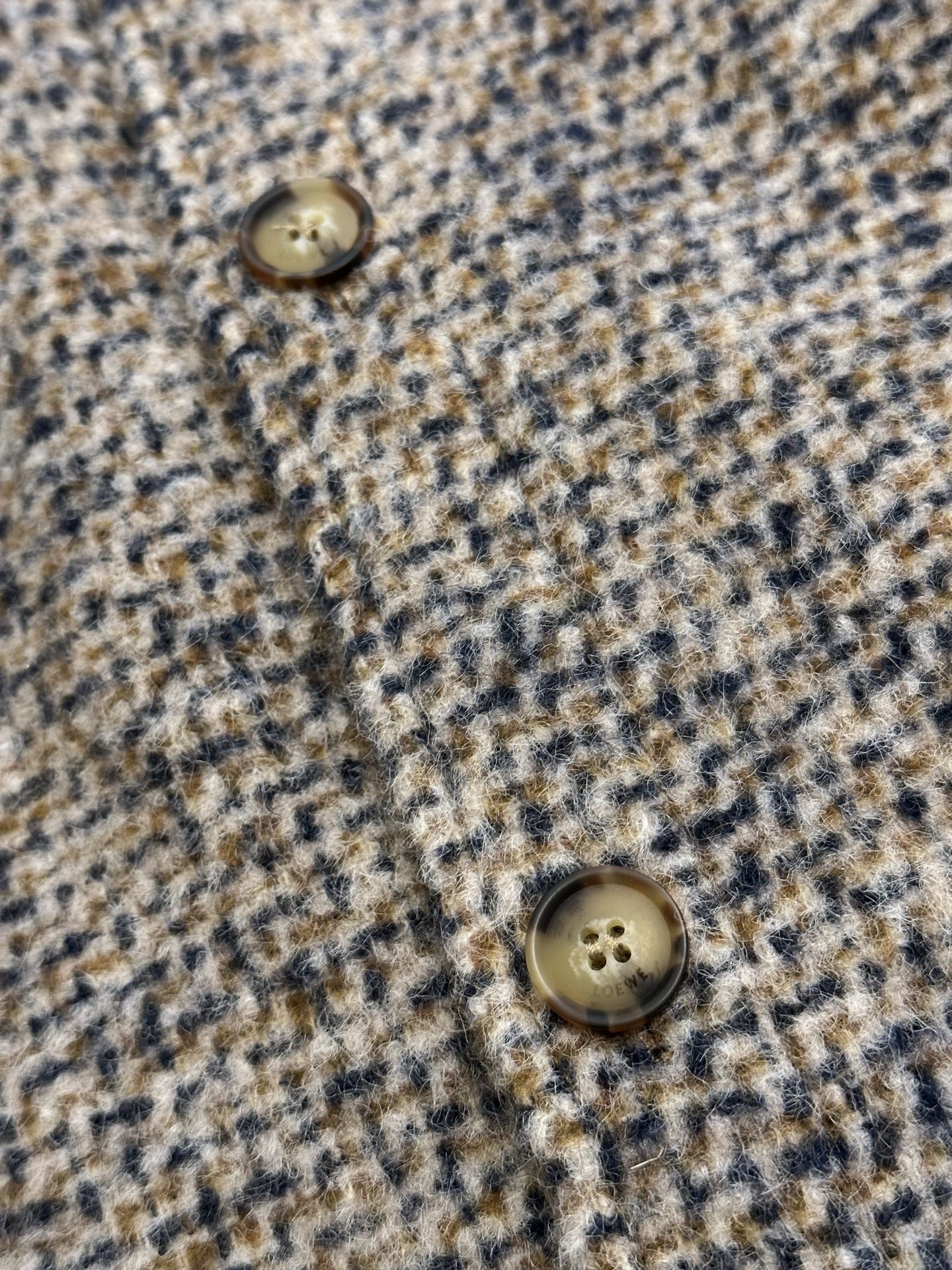 LOEWE wool and alpaca blend coat and shirt, beige(H526Y02X55-6853）