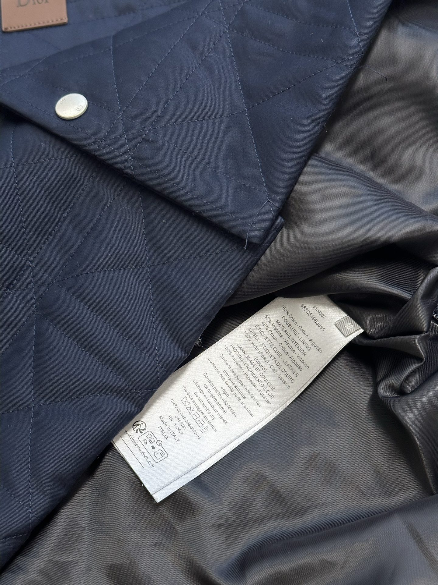 Dior overshirt with cannage motif quilting（683C549B3095-C540）