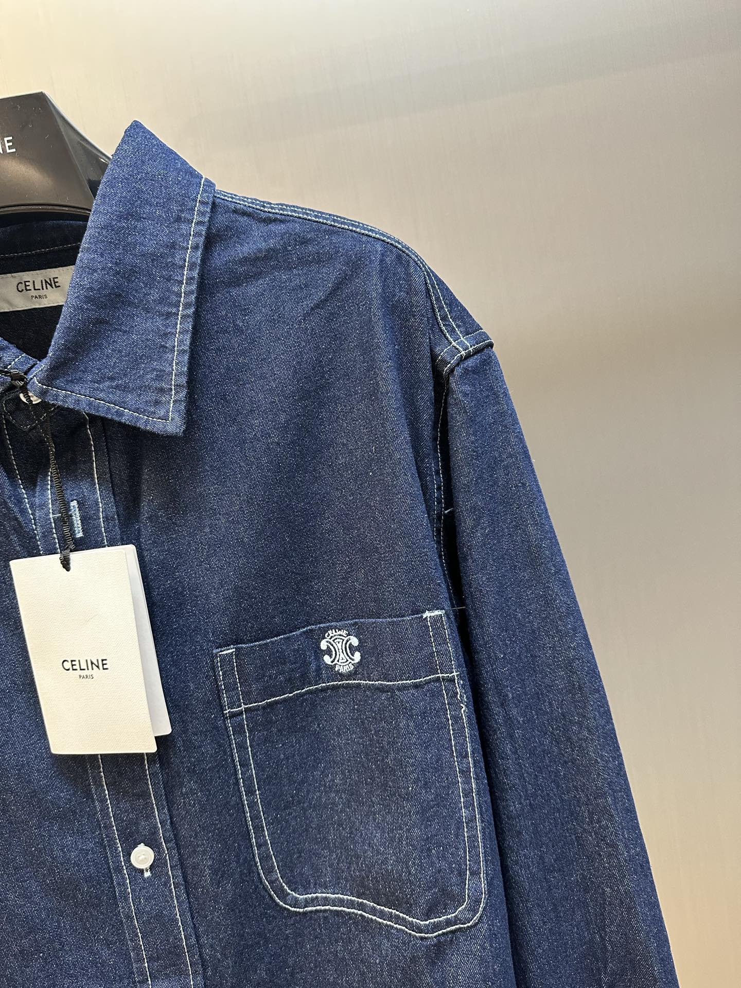 CELINE Oversized Shirt - Dark Wash（RC0BE2N67-GGG3）