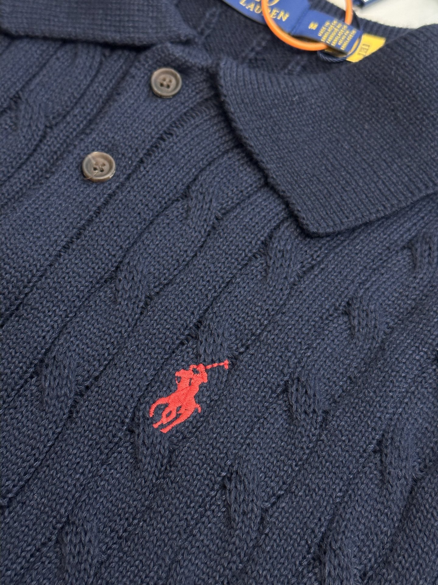 Polo Ralph Lauren Standard Edition Cable Knit Cotton Polo Collar Knit Sweater（MNPOSWE1N820014-400）