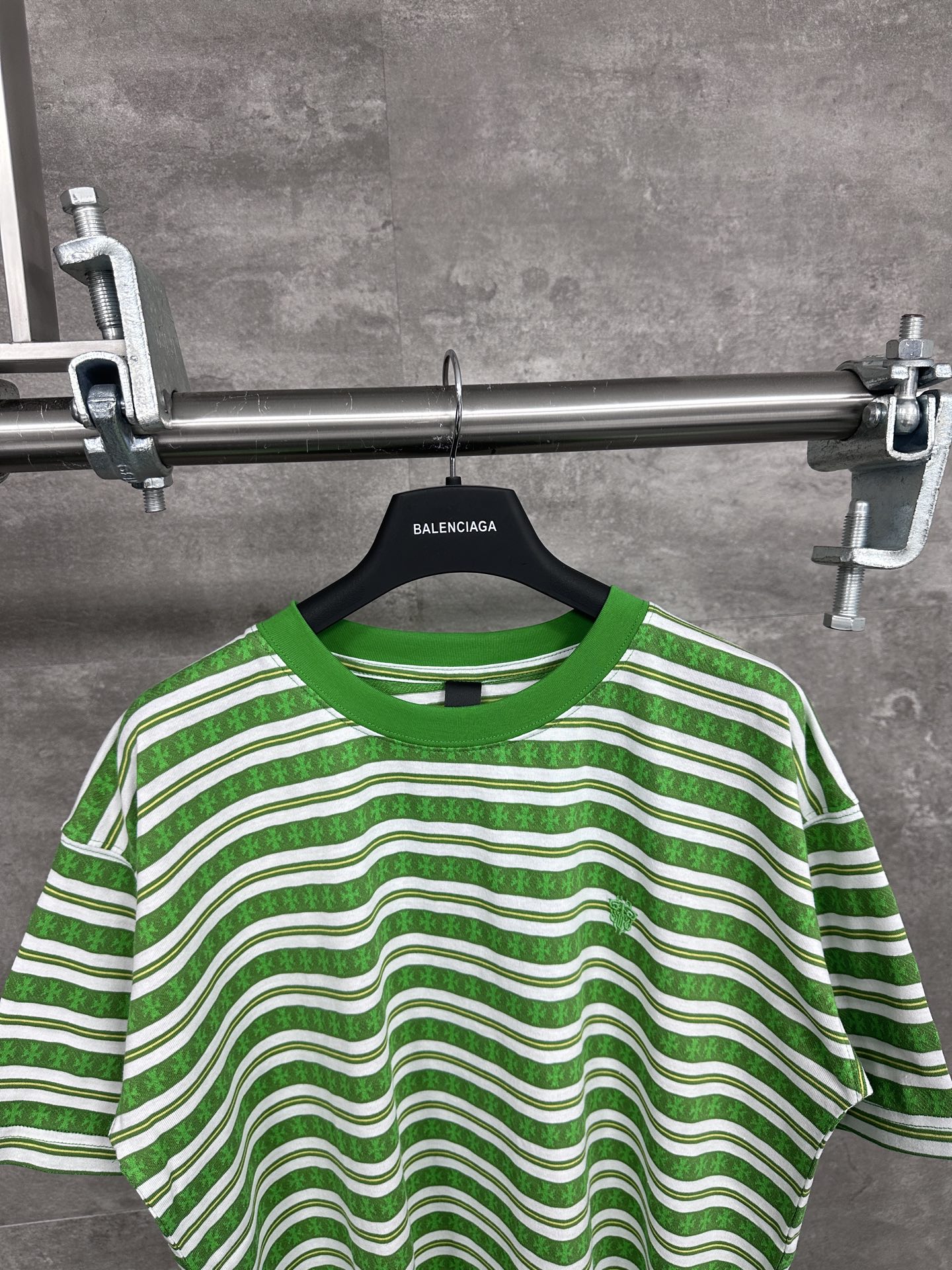 CHROME HEARTS Striped Logo T-shirt Green（CH-036009158）