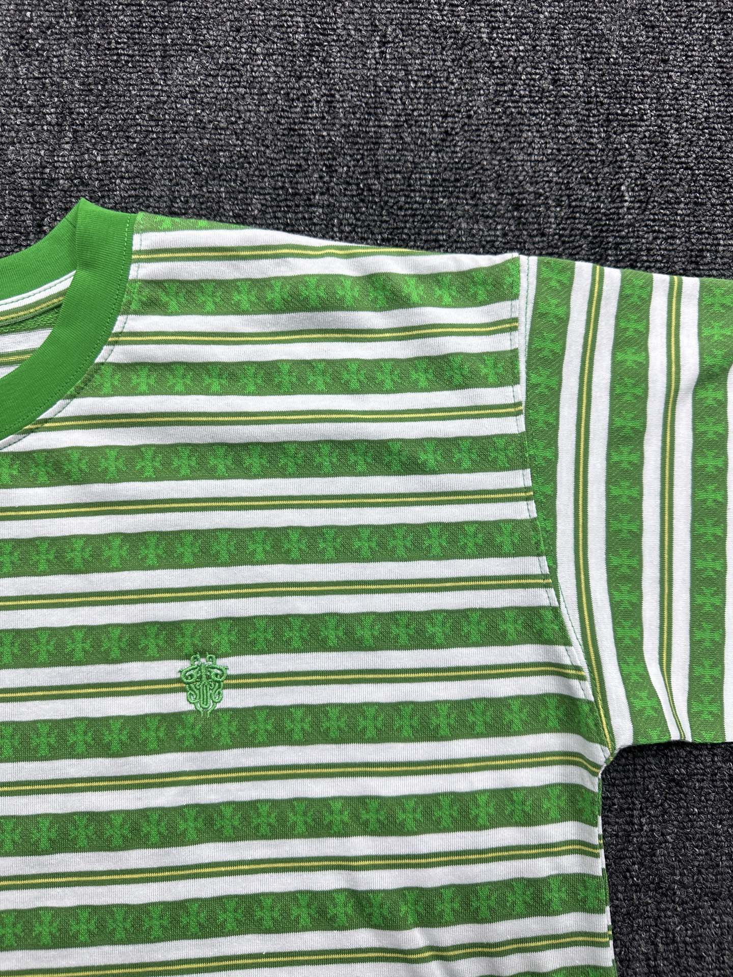CHROME HEARTS Striped Logo T-shirt Green（CH-036009158）
