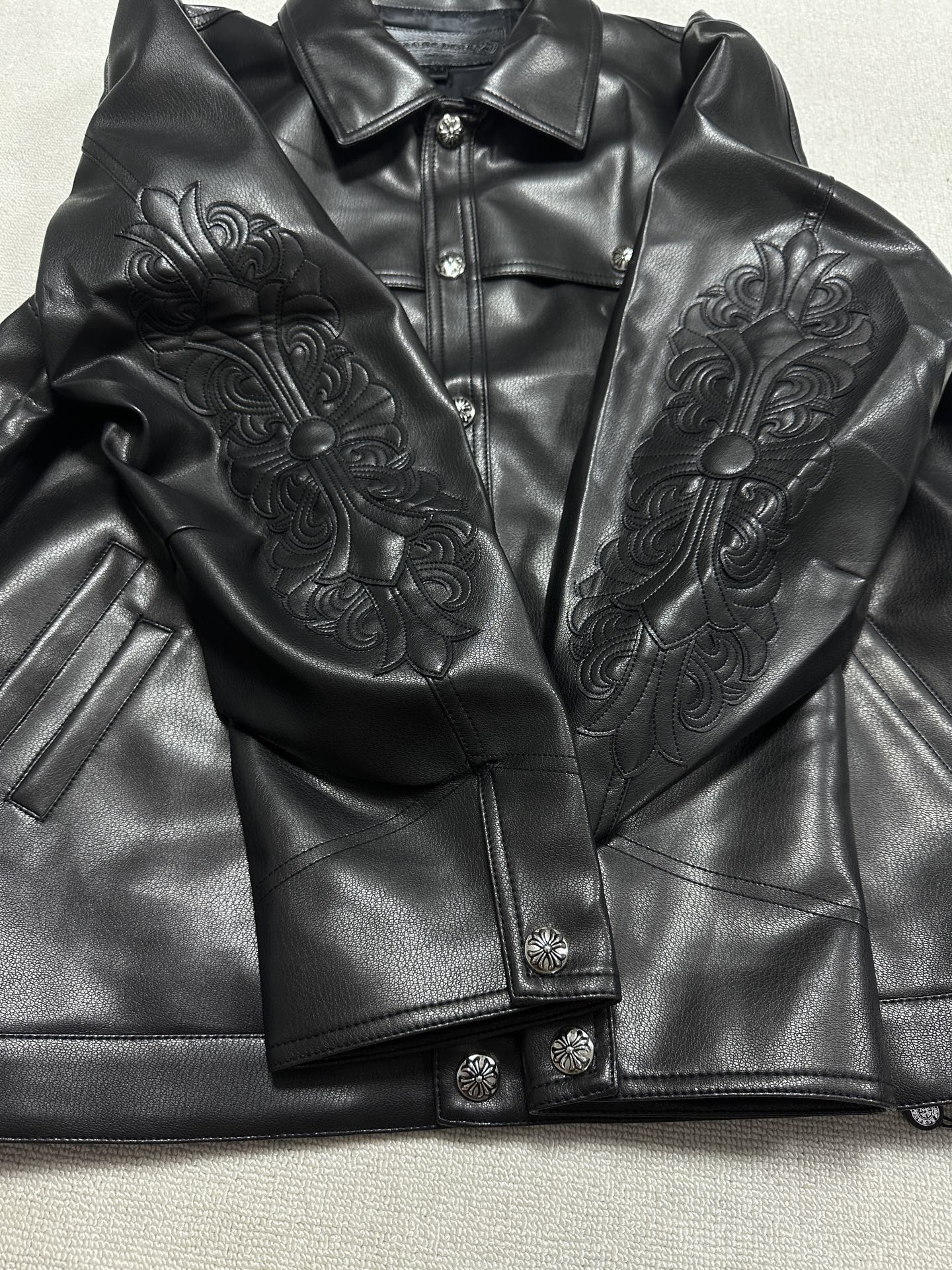 Chrome Hearts Flame vine embroidered leather jacket (CH-0000136）