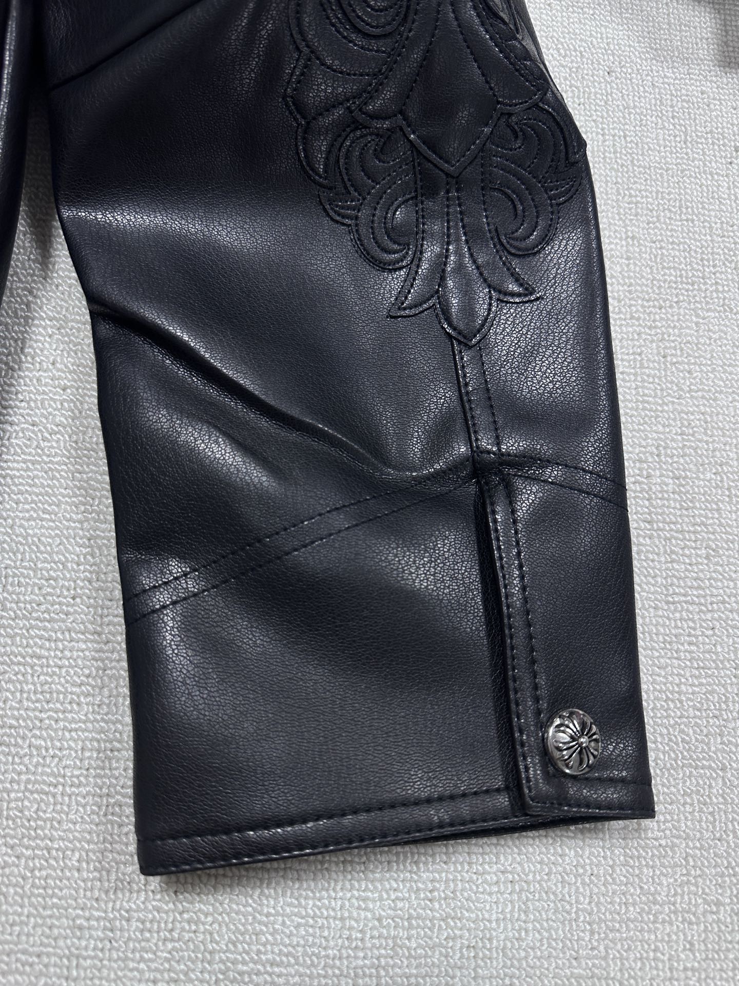 Chrome Hearts Flame vine embroidered leather jacket (CH-0000136）