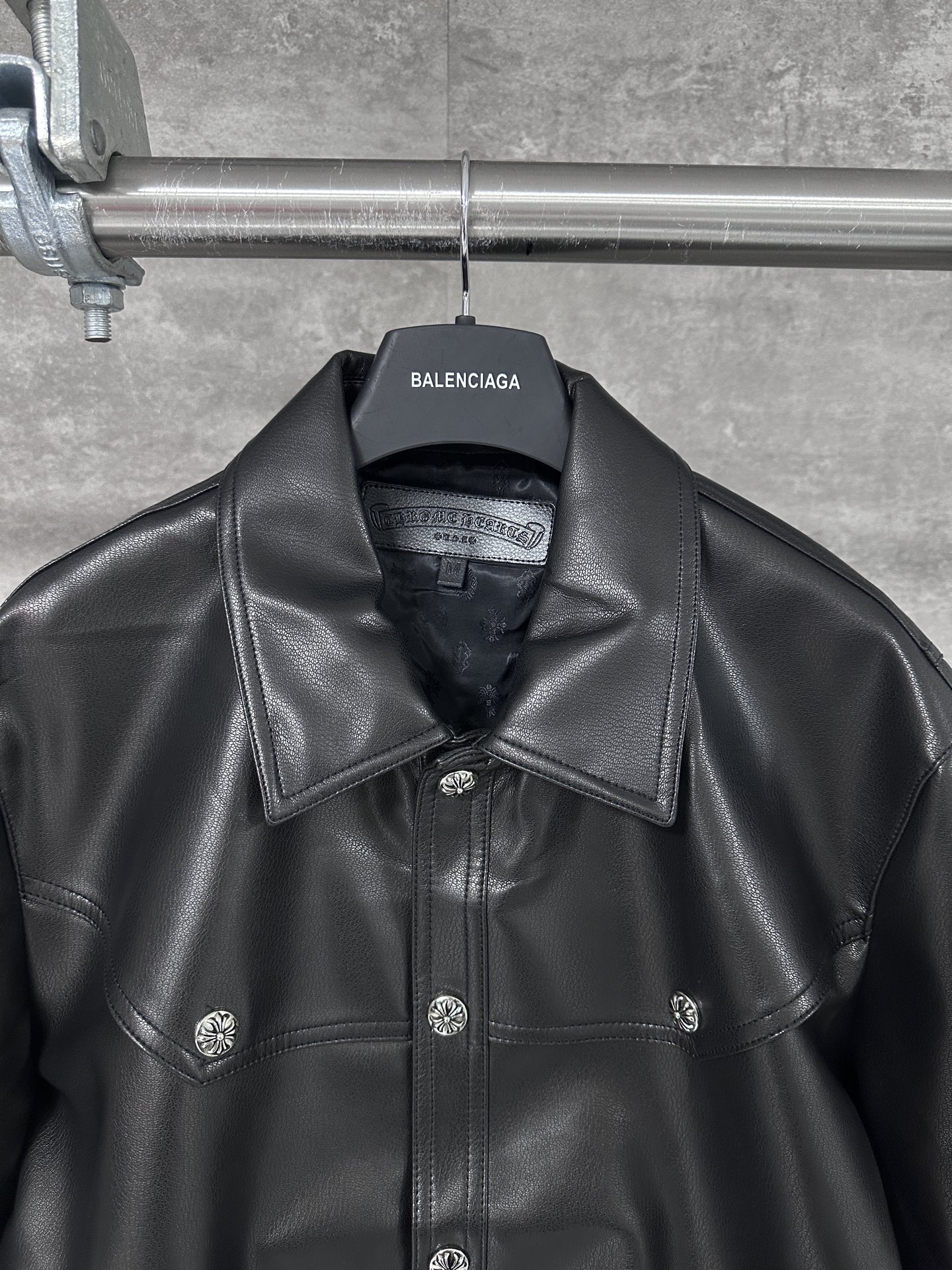 Chrome Hearts Flame vine embroidered leather jacket (CH-0000136）