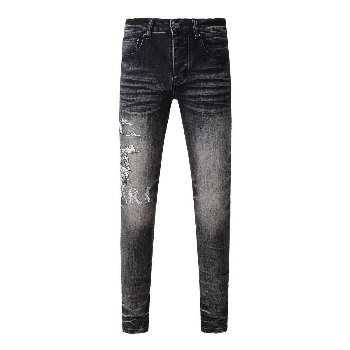AMIRI Distressed Skinny Jeans (AMDNSY1014-BLACK）