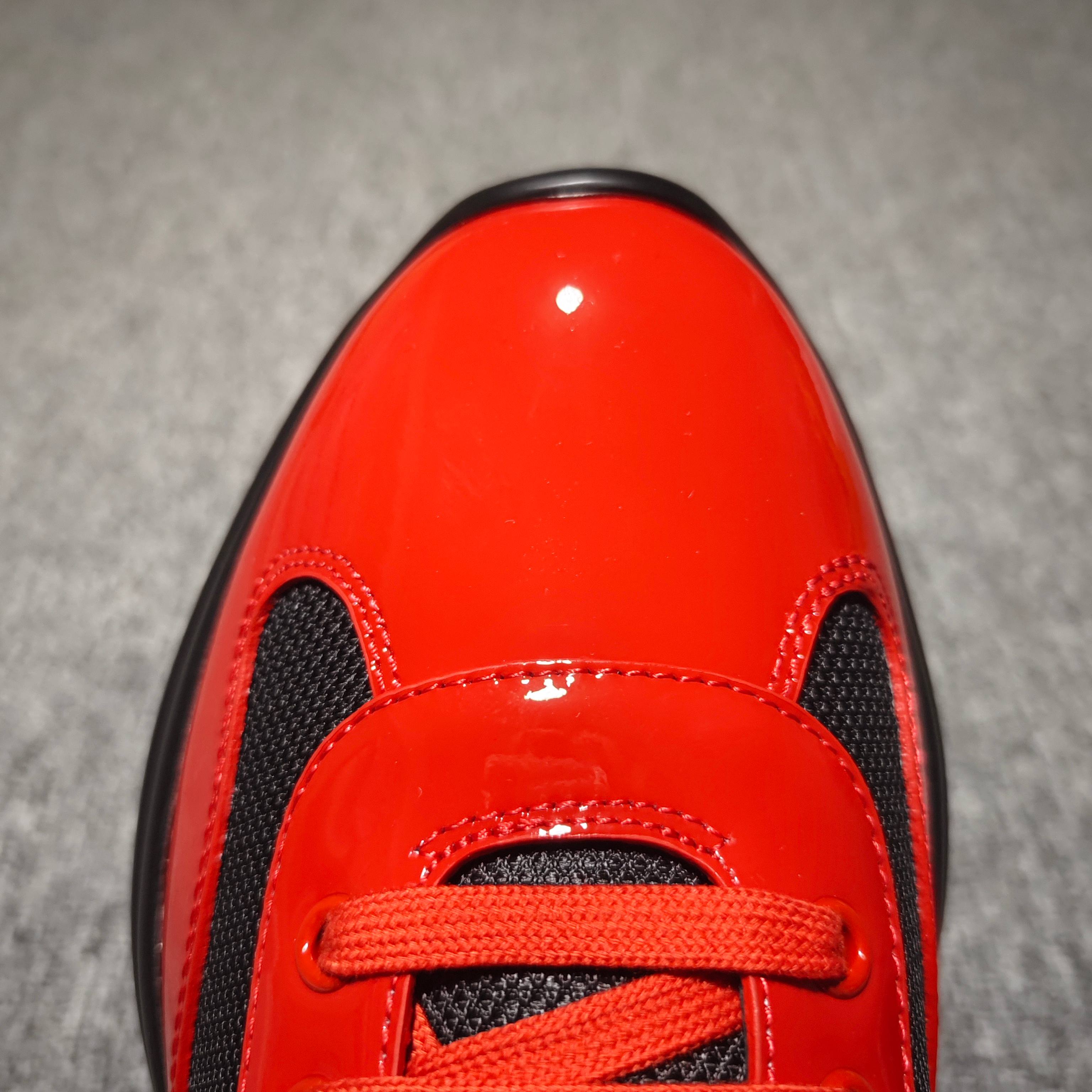 Prada America's Cup Cushioning Anti-Slip Wear-Resistant Breathability Low-Top Athletic Shoes Men's Red Black（2EG293_3KZU_F0118）