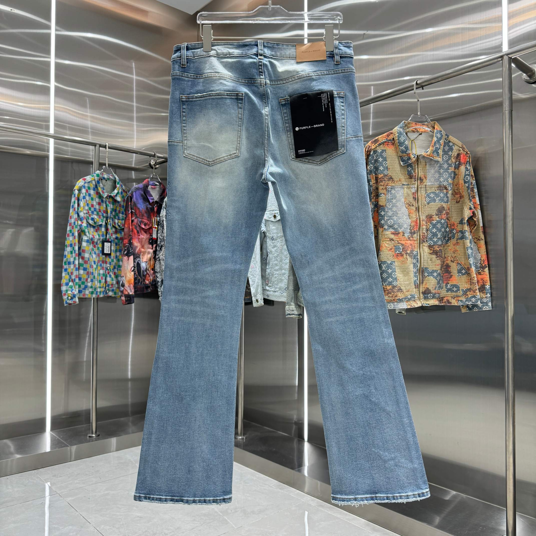 Purple Brand Rhinestone-Embellished Straight Leg Jeans (P113-LIA）