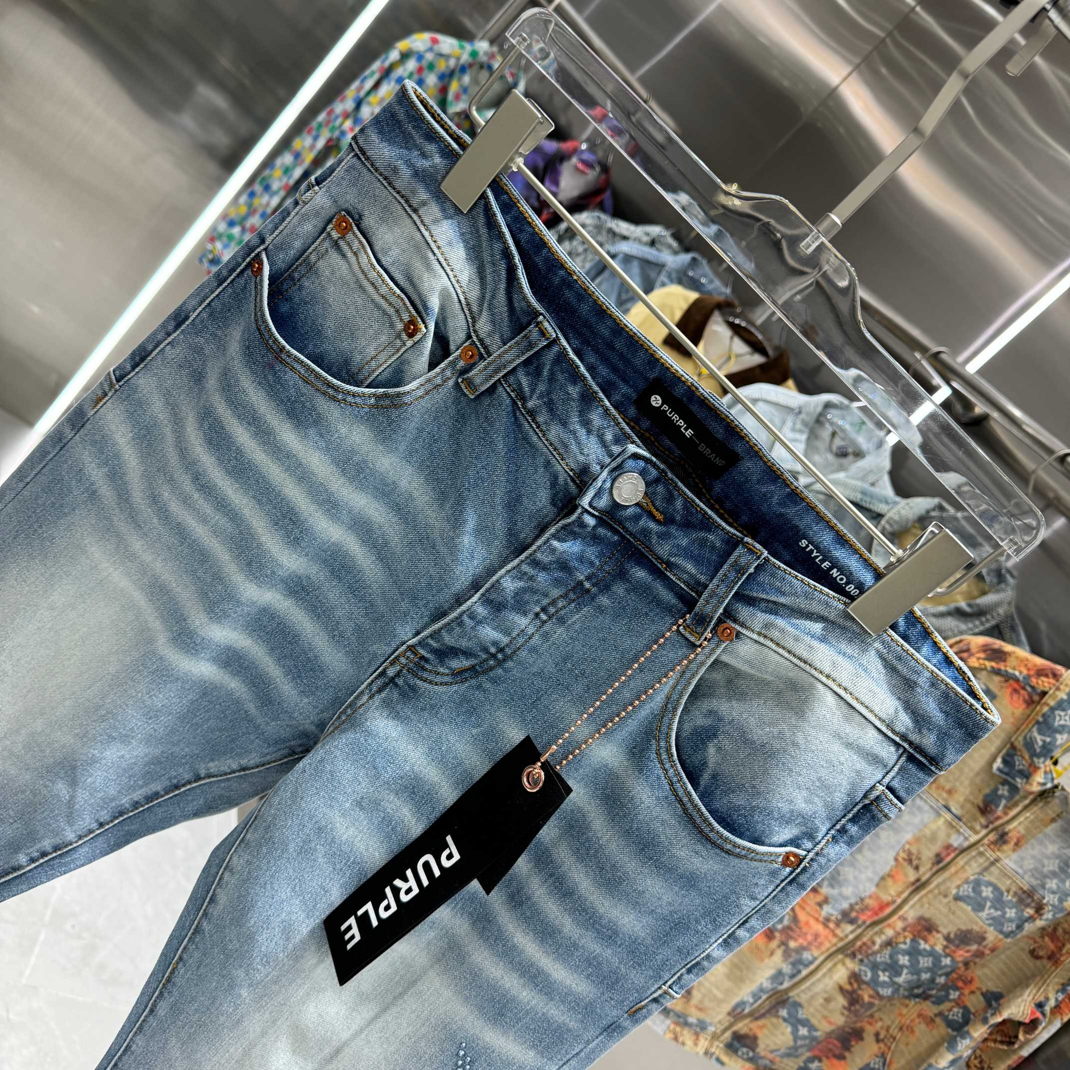 Purple Brand Rhinestone-Embellished Straight Leg Jeans (P113-LIA）