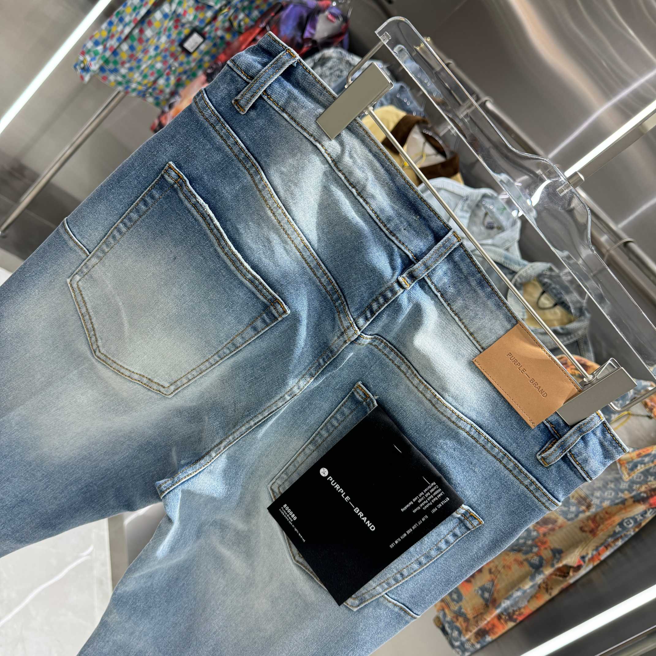 Purple Brand Rhinestone-Embellished Straight Leg Jeans (P113-LIA）