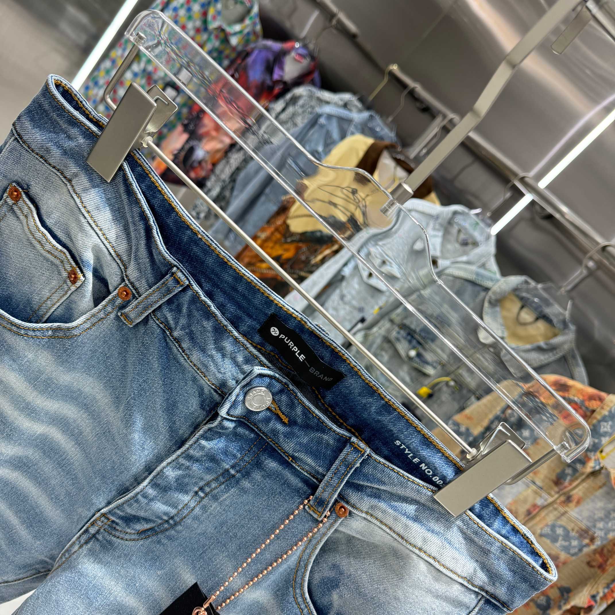 Purple Brand Rhinestone-Embellished Straight Leg Jeans (P113-LIA）