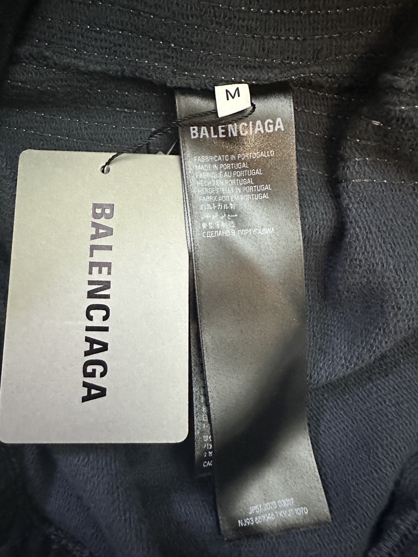 BALENCIAGA Men's Loop Sports Icon Baggy Sweatpants "Navy/White" (844177TSVI33967）