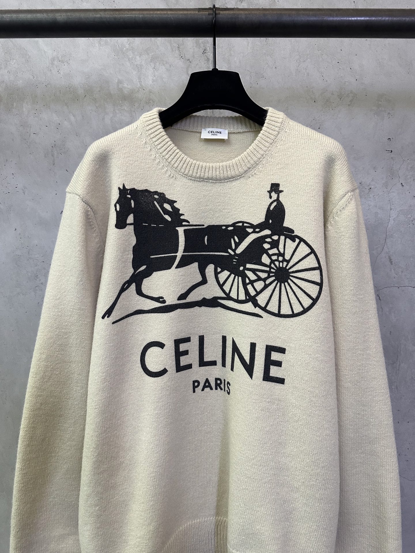 CELINE Crewneck Sweater 'White/Black'（RY0SV1261-01W1）