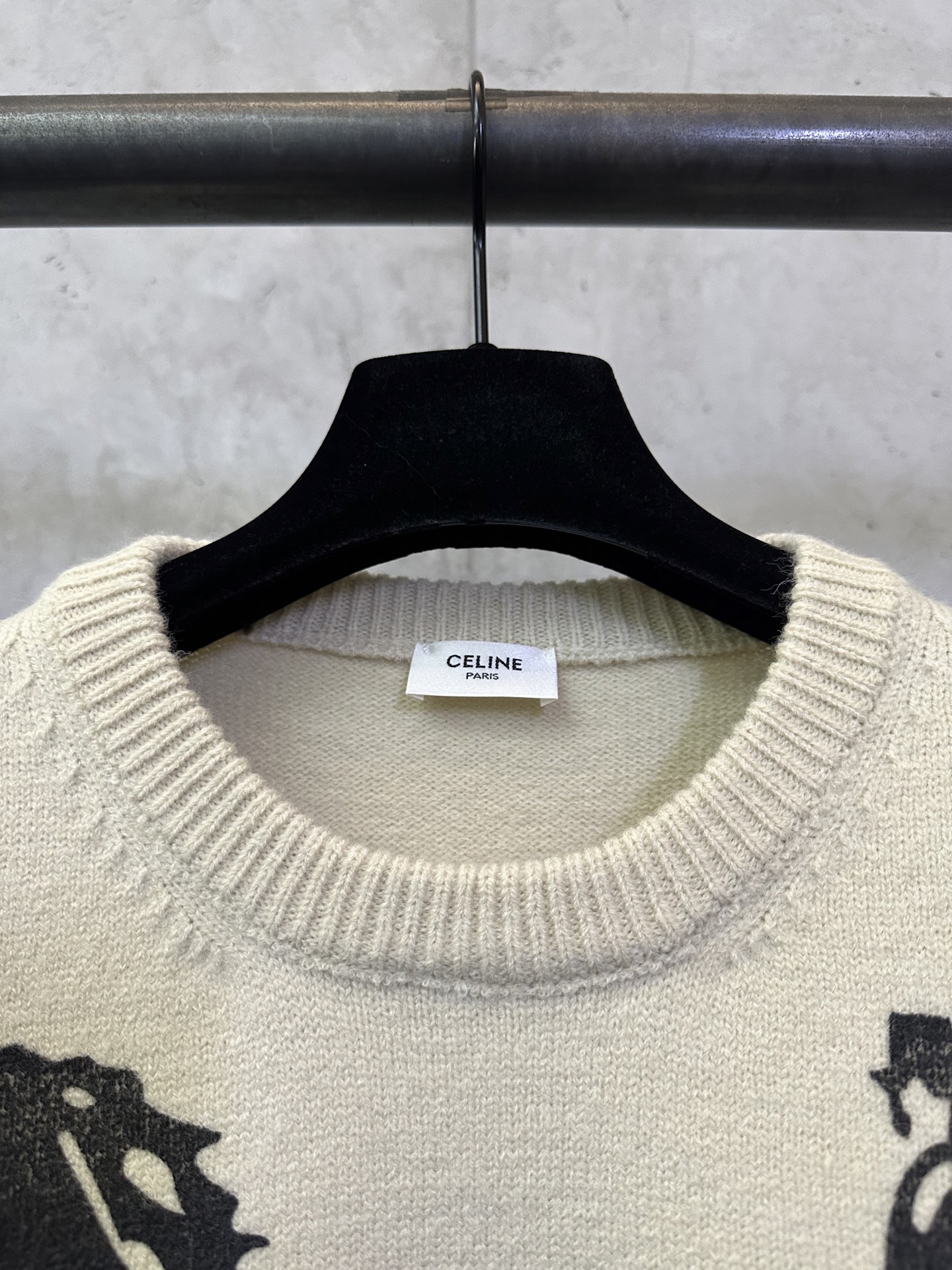 CELINE Crewneck Sweater 'White/Black'（RY0SV1261-01W1）