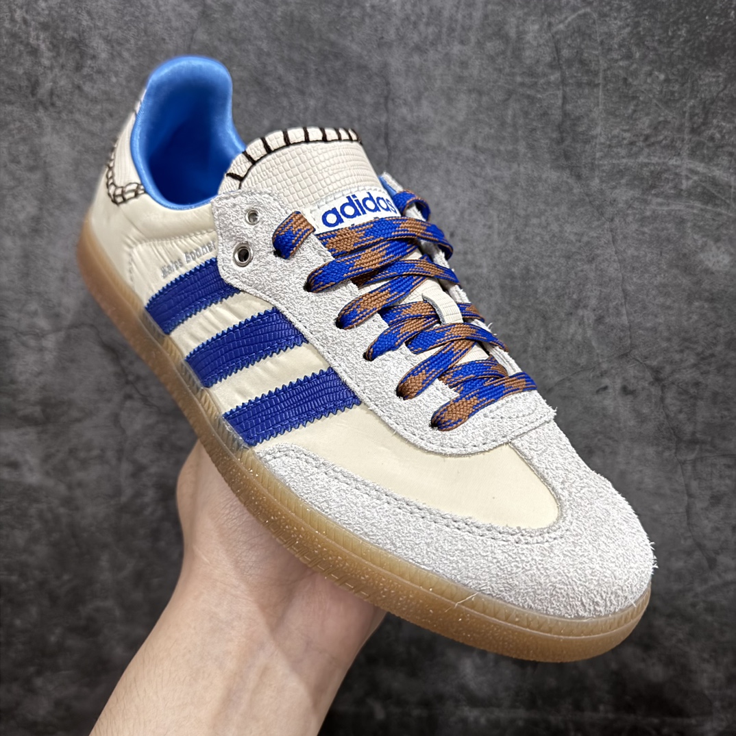 Wales Bonner × adidas Originals Nylon Samba "Wonder Clay/Team Royal Blue/Wonder White"（IH7756）