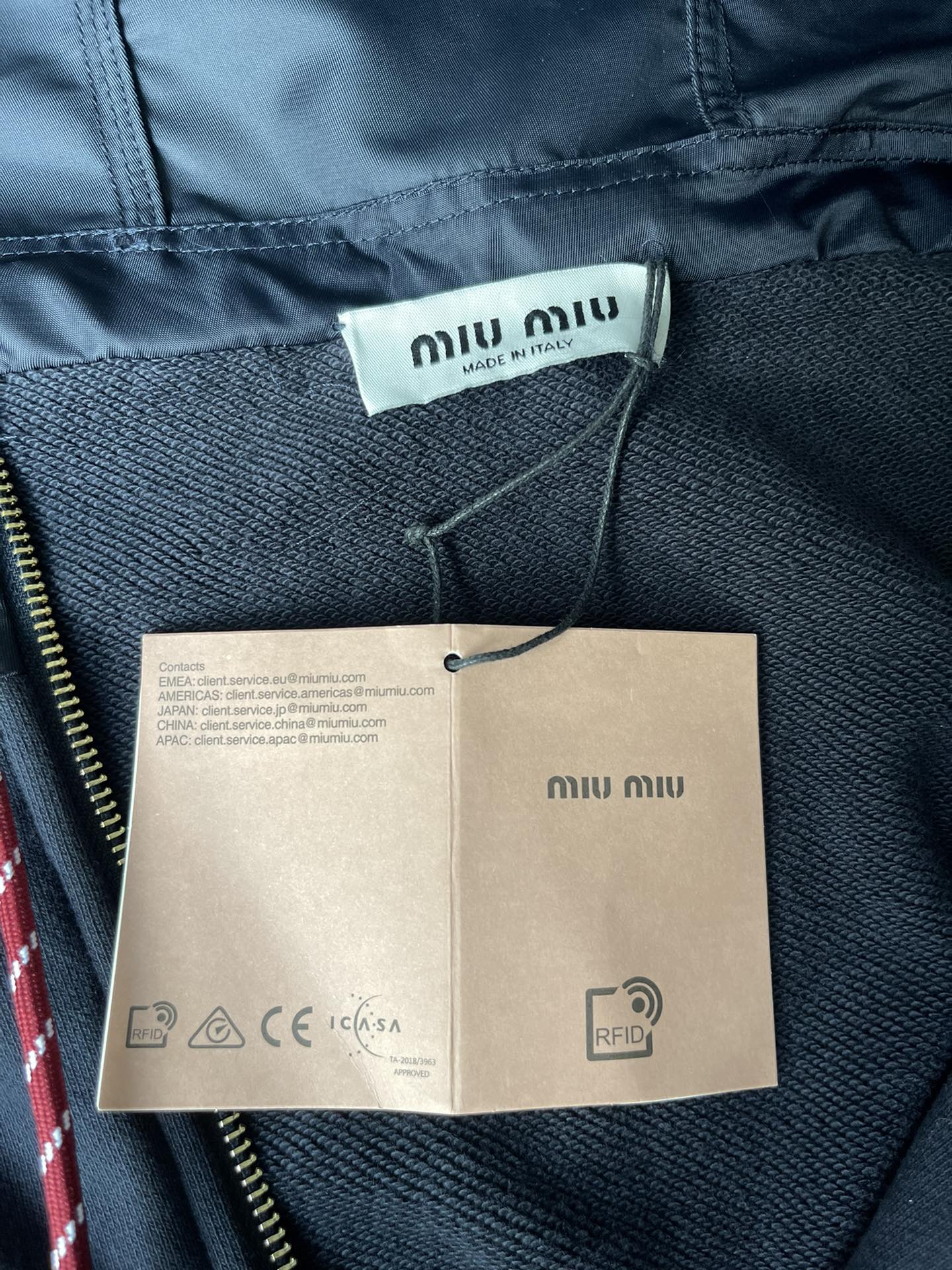 MIU MIU Red Drawstring Zipper Hoodie Jacket（MJL073-16JZ-F0008-S-OOO）
