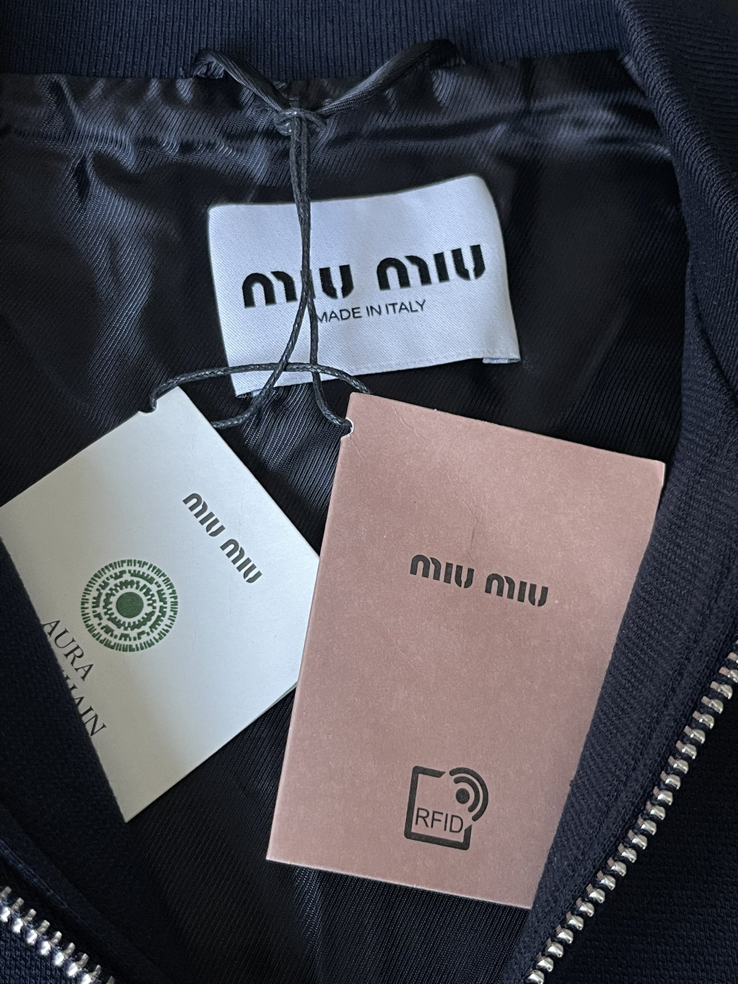 Miu Miu Blue Zipped Knit Blouson Jacket（ML1258-1756-F0008-S-OOO）