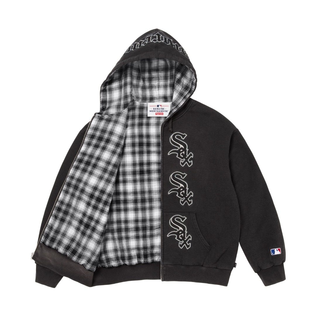 Supreme x Chicago White Sox Zip Up Hooded Sweatshirt "Black"（SUP-FW25-036）