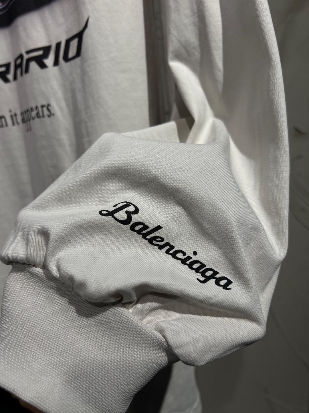 BALENCIAGA Automobili Lamborghini Long Sleeve Oversized T-Shirt "White"（835839TSVP99012）