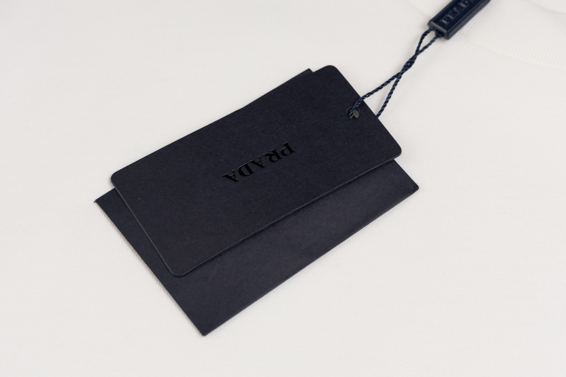 Prada Jersey T-Shirt With Enameled Metal Triangle Logo White (3515B-10UP-F0009-S-231）