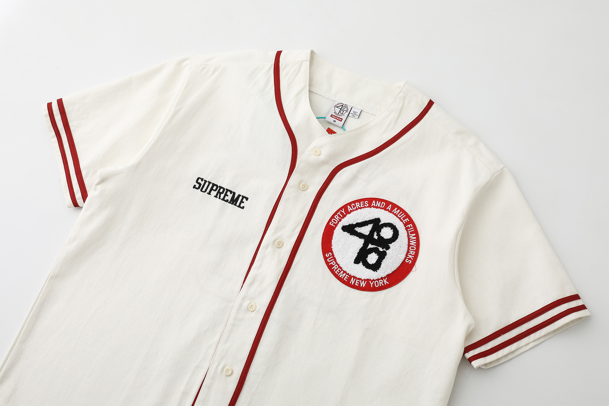 Supreme x 40 Acres Twill Baseball Jersey "Natural"（SUP-SS25-246）