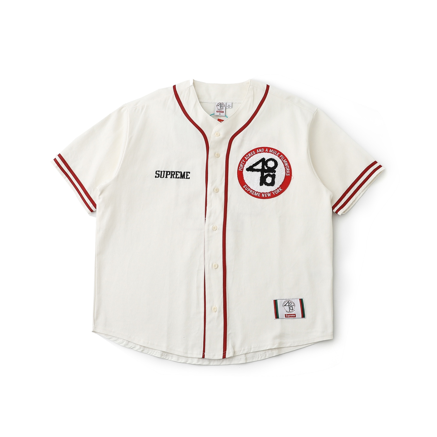 Supreme x 40 Acres Twill Baseball Jersey "Natural"（SUP-SS25-246）