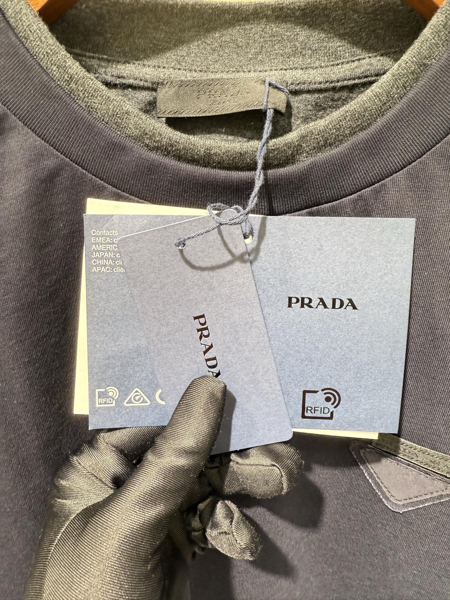 Prada Men's Divisa Layered Crewneck T-Shirt  (UJN912-11CD-F095J-S-WMO）