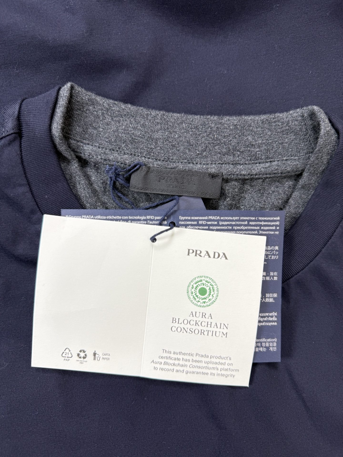 Prada Men's Divisa Layered Crewneck T-Shirt  (UJN912-11CD-F095J-S-WMO）