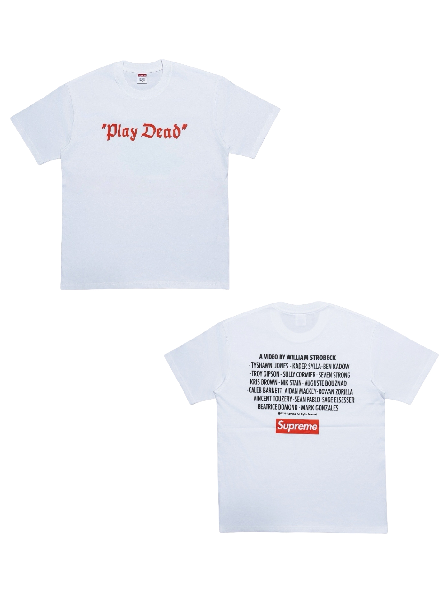 Supreme FW22 Week 14 Play Dead Tee (SUP-FW22-784）