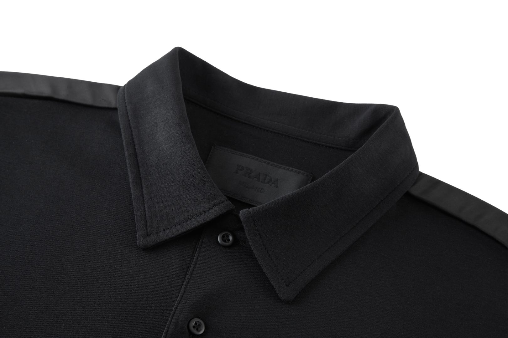 PRADA Stretch cotton polo shirt with Re-Nylon details (UJN703-1YED-F0806-S-211）