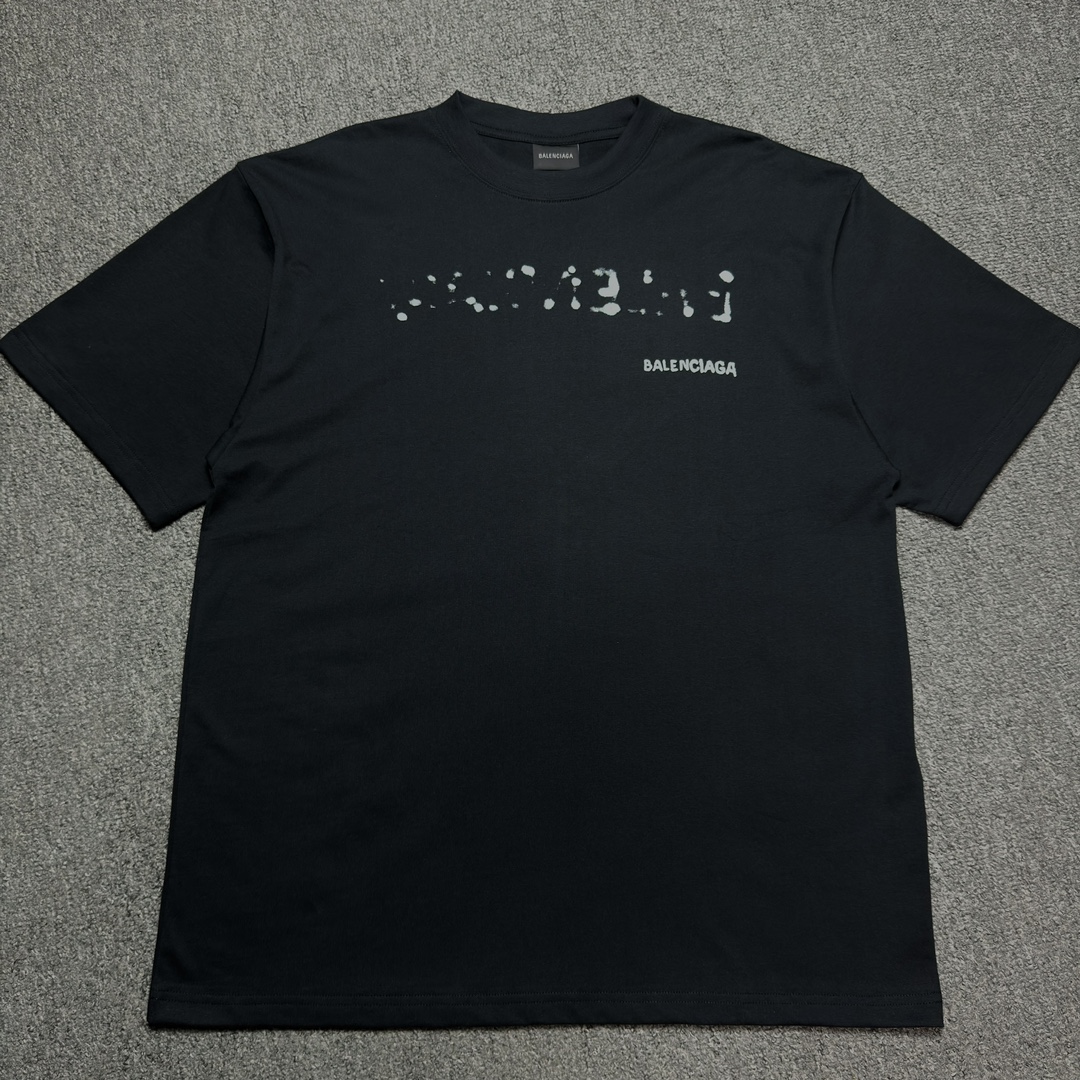 Balenciaga Hand Drawn Balenciaga T-Shirt Large Fit 'Black'（641675TOVO51070）