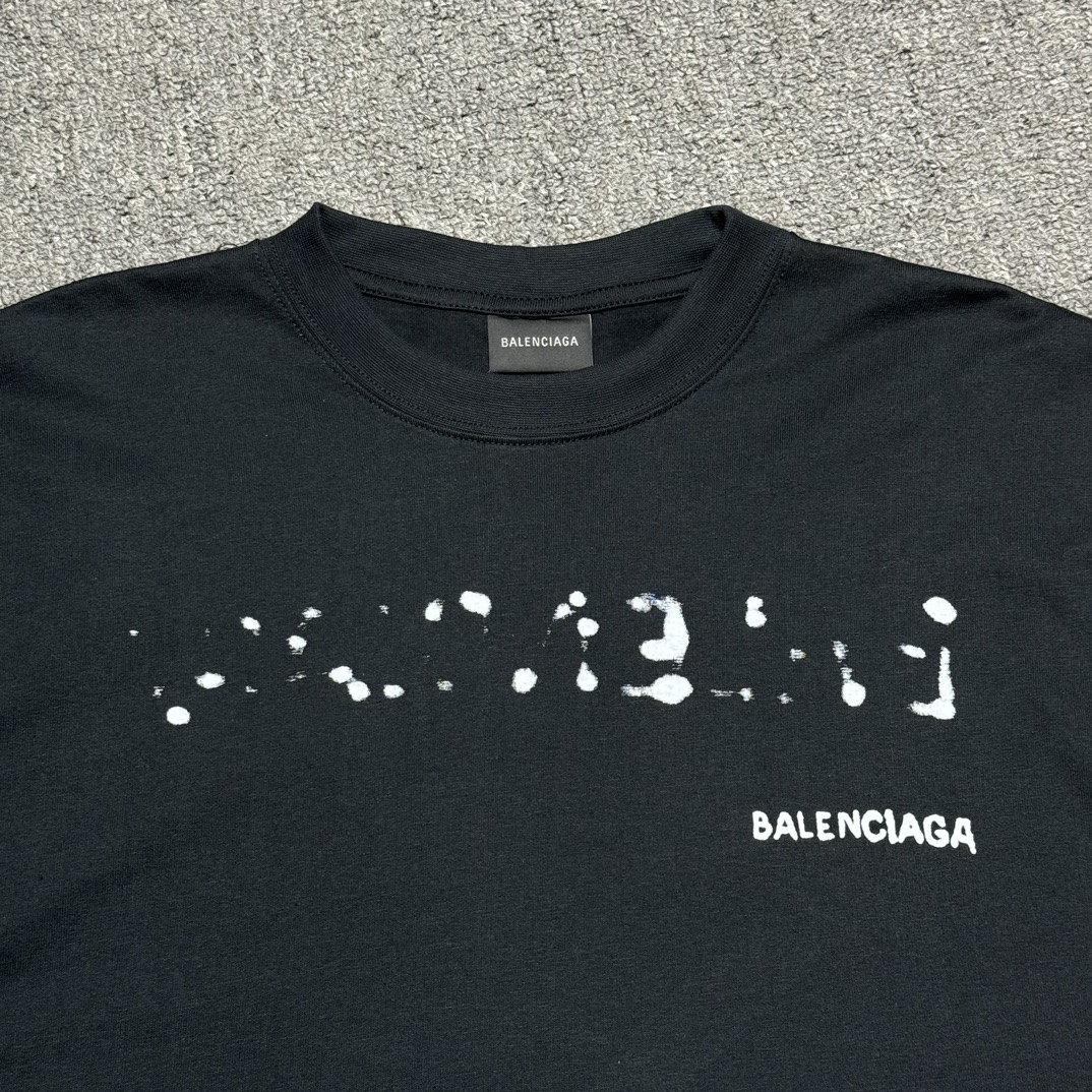 Balenciaga Hand Drawn Balenciaga T-Shirt Large Fit 'Black'（641675TOVO51070）