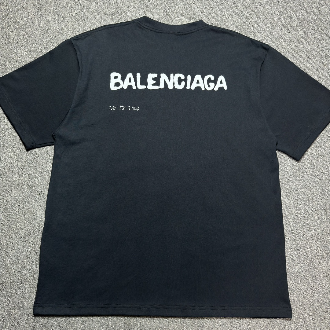 Balenciaga Hand Drawn Balenciaga T-Shirt Large Fit 'Black'（641675TOVO51070）