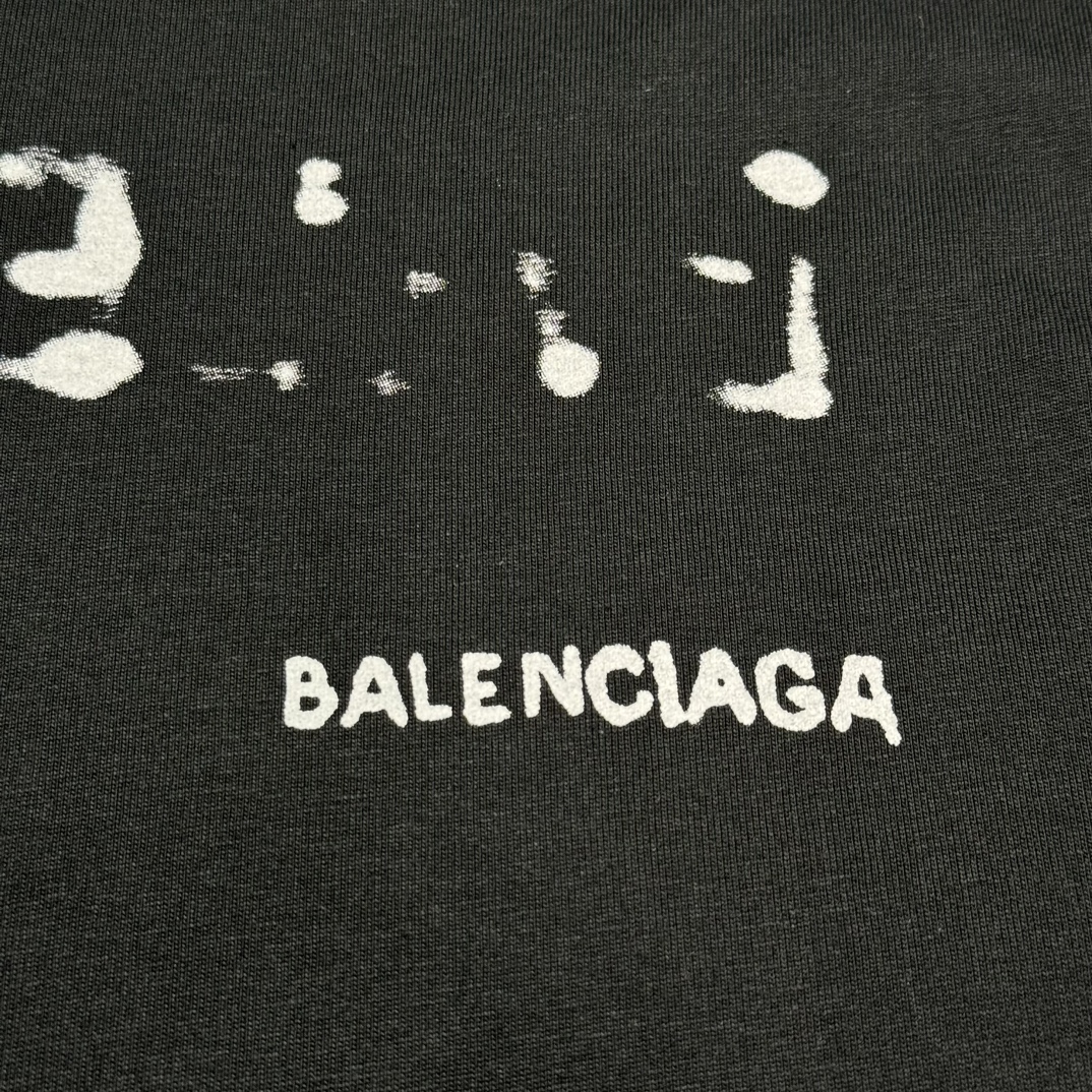 Balenciaga Hand Drawn Balenciaga T-Shirt Large Fit 'Black'（641675TOVO51070）