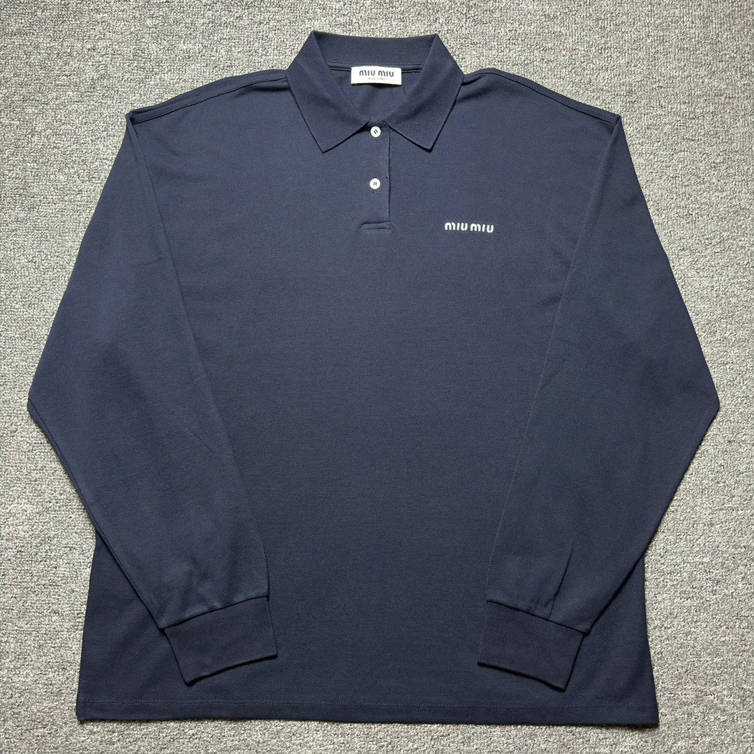 Miu Miu cotton piqué polo shirt（MJL019-14RW-S-OOO）