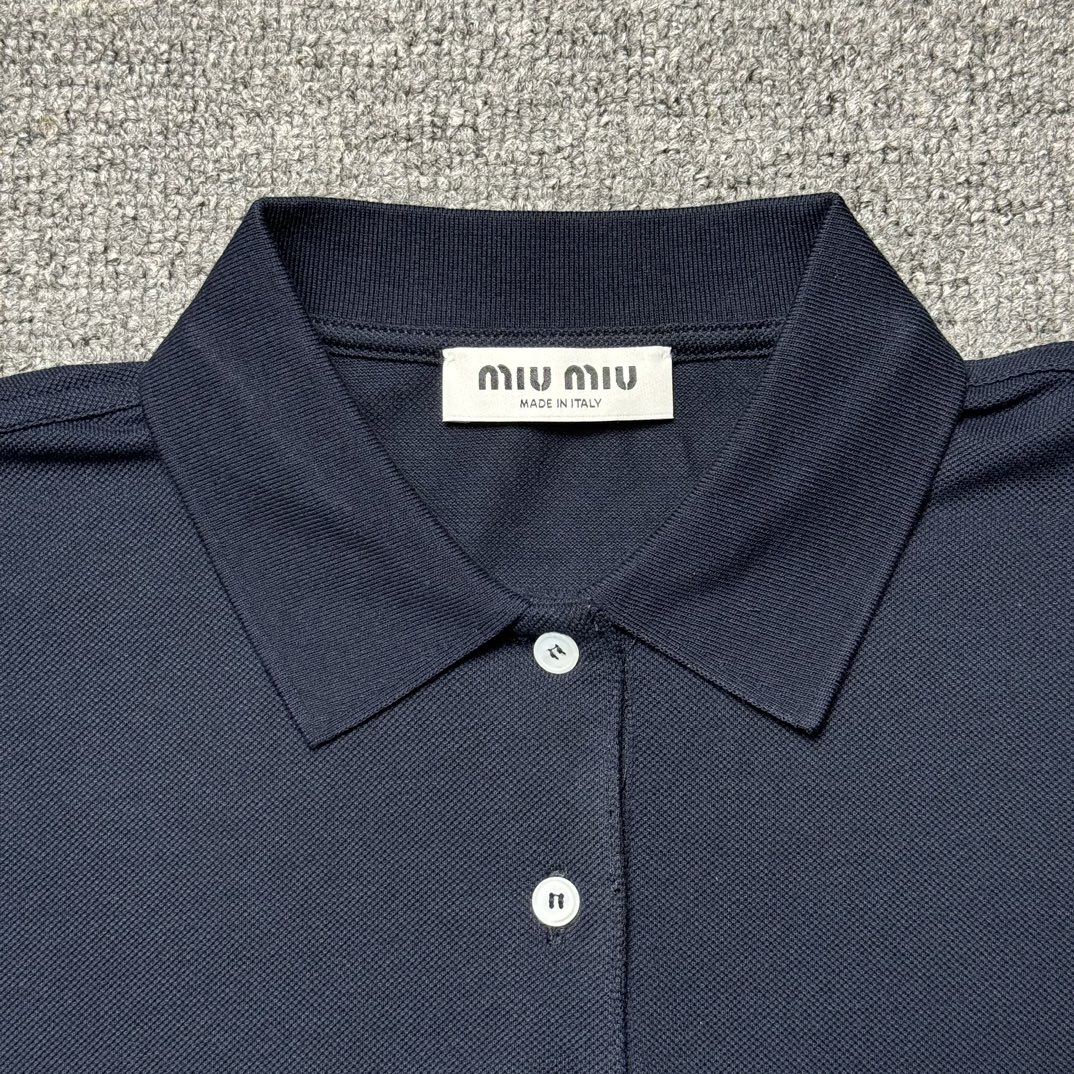 Miu Miu cotton piqué polo shirt（MJL019-14RW-S-OOO）