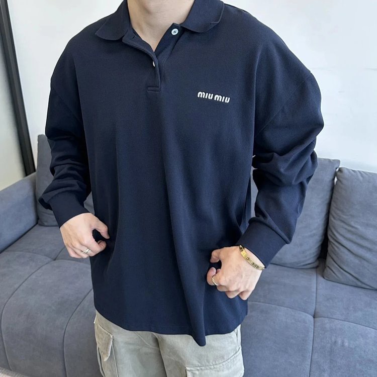 Miu Miu cotton piqué polo shirt（MJL019-14RW-S-OOO）