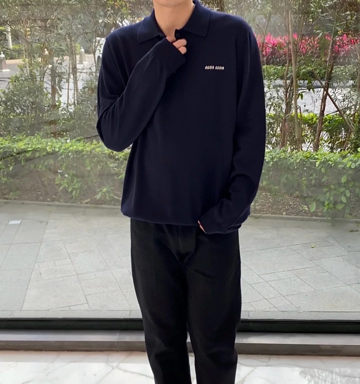 Miu Miu cotton piqué polo shirt（MJL019-14RW-S-OOO）