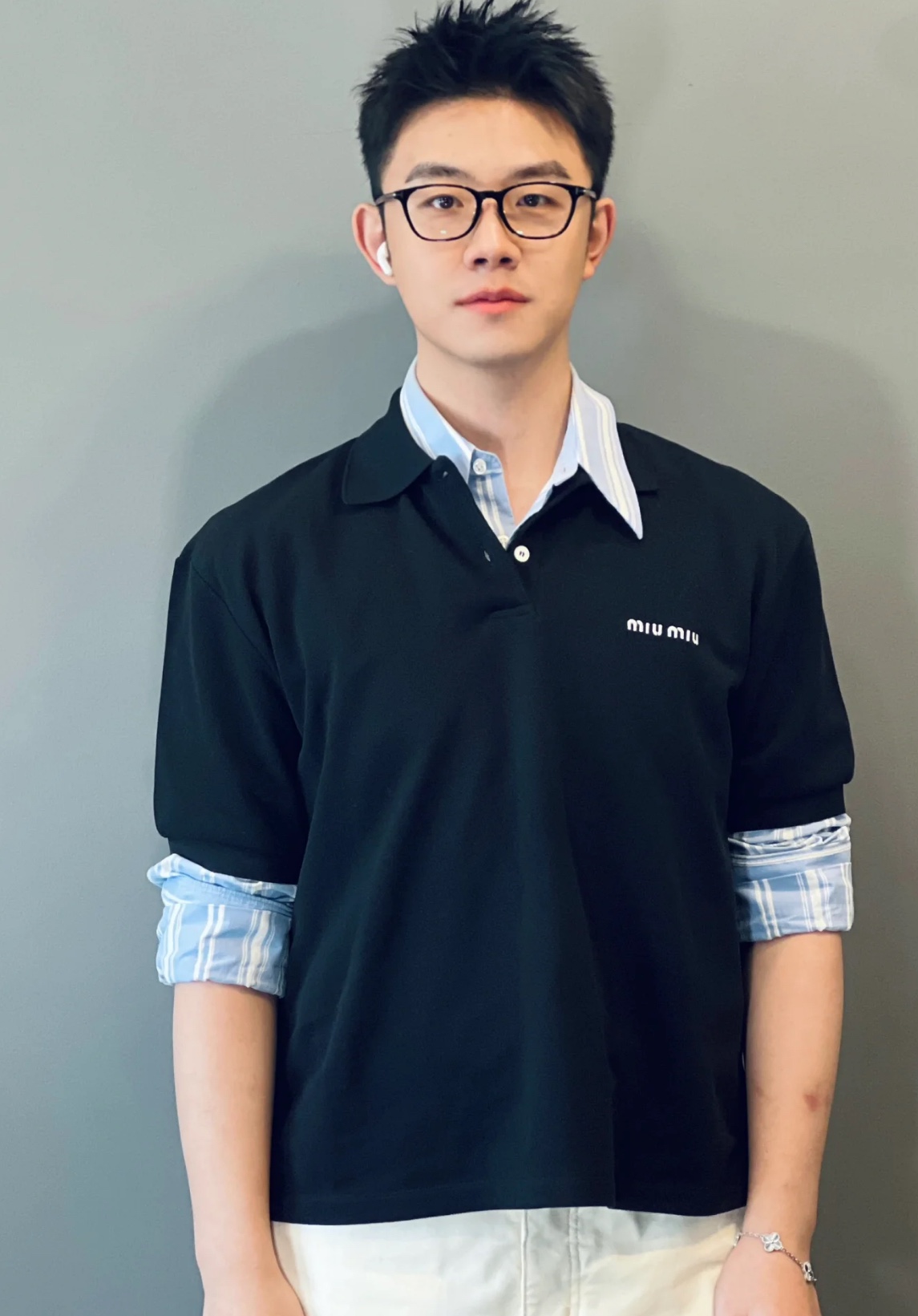 Miu Miu cotton piqué polo shirt（MJL019-14RW-S-OOO）