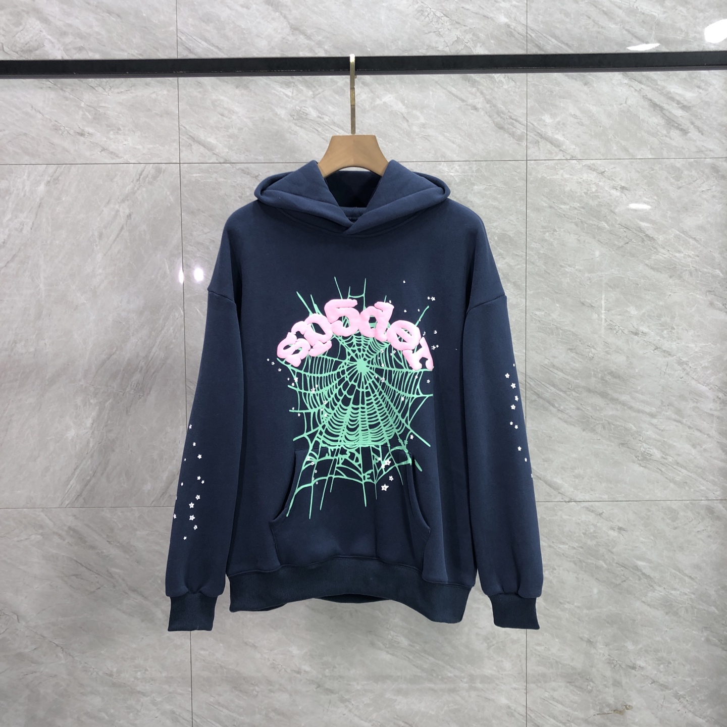 Sp5der OG Web Hoodie Navy (M01SS001OGNP）