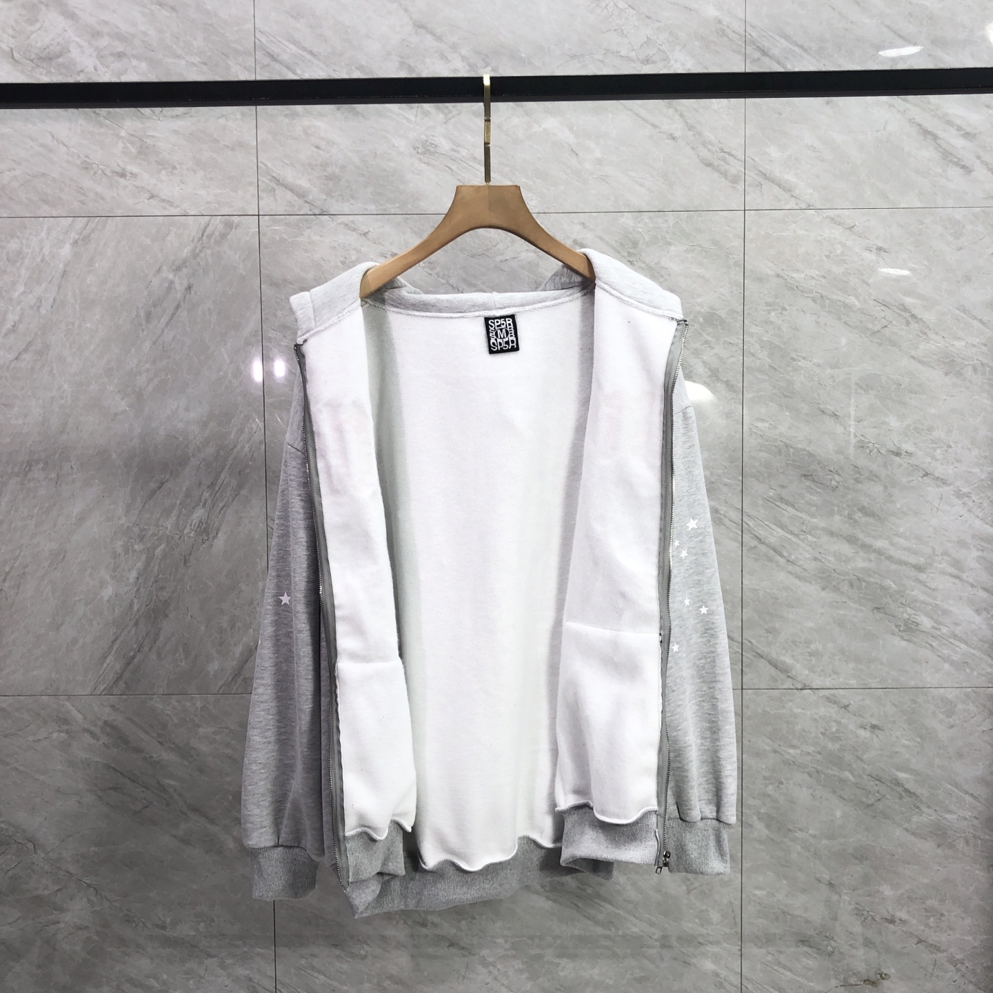 Sp5der Atlanta Full Zip Hoodie 'Heather Grey' (ST028FW25HGR）