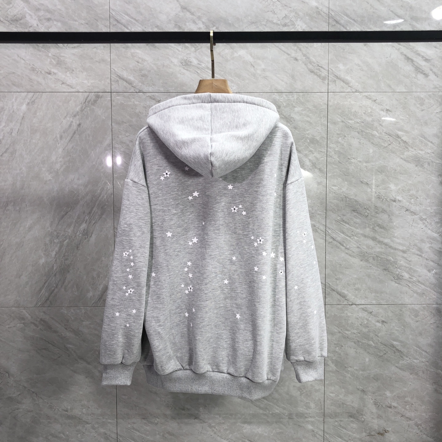 Sp5der Atlanta Full Zip Hoodie 'Heather Grey' (ST028FW25HGR）