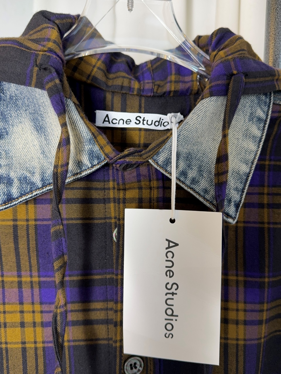 Acne Studios Hooded button-up shirt - Purple/brown (FN-MN-SHIR000804）