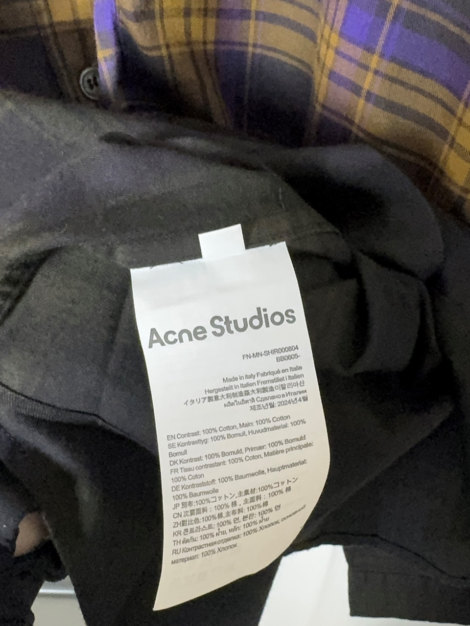 Acne Studios Hooded button-up shirt - Purple/brown (FN-MN-SHIR000804）