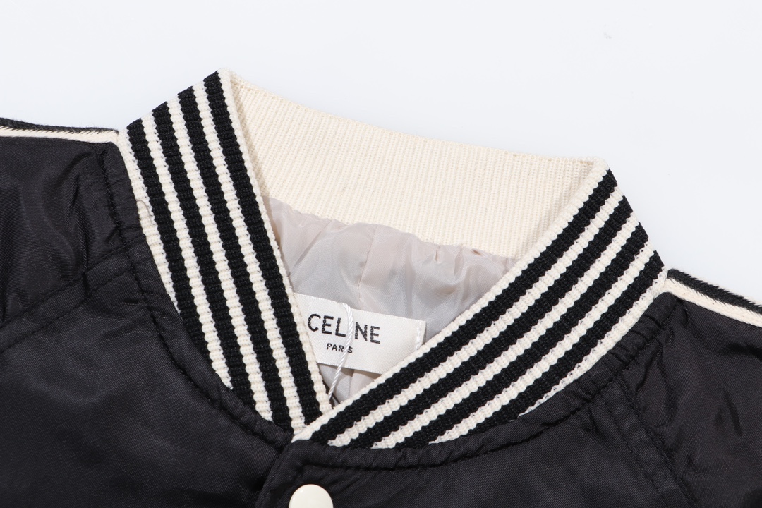 CELINE Embroidered Teddy Jacket 'Black' (2W971048S-38NO）